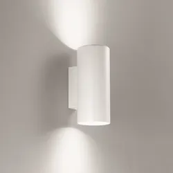 Applique da parete rotonda 5 cm in metallo bianco con biemissione
