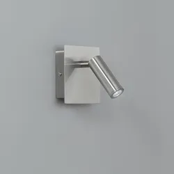 Applique LED da parete 11x11 cm in alluminio nickel con punto luce orientabile