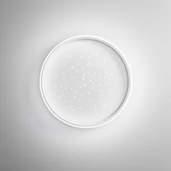 Plafoniera LED rotonda 40 cm in acrilico e metallo bianco effetto cielo stellato
