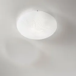 Plafoniera rotonda 40 cm in vetro satinato bianco con decorazioni