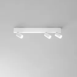 Plafoniera LED 70x18 cm in metallo bianco con punti luce orientabili