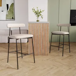 Set 2 sgabelli in tessuto pixel bianco e gambe in metallo nero - Millie