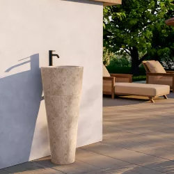 Lavabo freestanding da giardino monoforo 40x90 h cm in marmo crema - Artizan