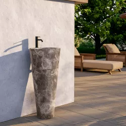 Lavabo freestanding da giardino 40x90 h cm in marmo grigio - Artizan