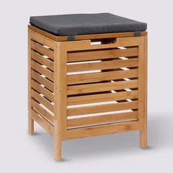 Sgabello contenitore con cuscino in bambù - Gabut