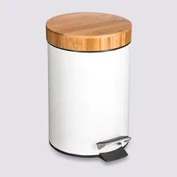 Cestino portarifiuti 3 litri bianco e bambù naturale - Thunder