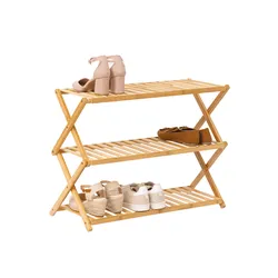 Scarpiera pieghevole 71 cm in legno naturale di bambù