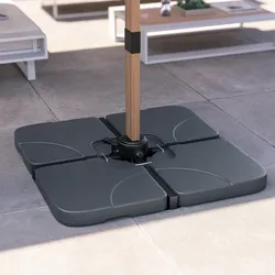 Base ombrellone in polietilene grigio 4 pezzi 50x50 cm per ombrellone a palo laterale - Sotey