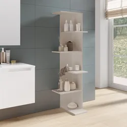 Colonna bagno ad angolo 37x141h cm in legno cashmere 5 ripiani - Kantiko