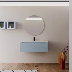 Mobile bagno sospeso 100 cm carta da zucchero con lavabo integrato e specchio - Sleek