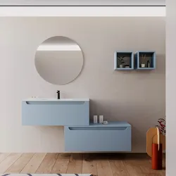 Mobile bagno sospeso 100 cm carta da zucchero con cassettone e lavabo integrato con specchio - Sleek