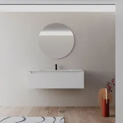 Mobile bagno sospeso 120 cm bianco opaco con lavabo integrato e specchio - Sleek