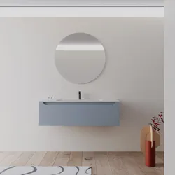 Mobile bagno sospeso 120 cm carta da zucchero con lavabo integrato e specchio - Sleek