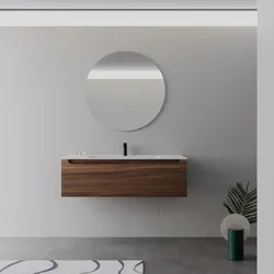 Mobile bagno sospeso 120 cm rovere deciso con lavabo integrato e specchio - Sleek