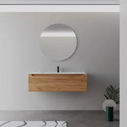 Mobile bagno sospeso 120 cm rovere gold con lavabo integrato e specchio - Sleek