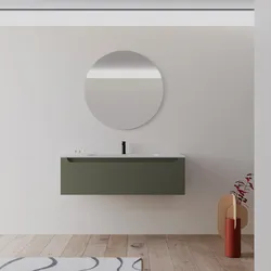 Mobile bagno sospeso 120 cm verde cemento con lavabo integrato e specchio - Sleek