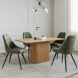 Tavolo da pranzo 160x90 cm con top rovere e base cannettata - Raul