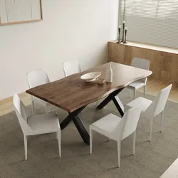 Tavolo allungabile 145-185x90 cm con top rovere scuro e gambe in metallo nero - Yaqui