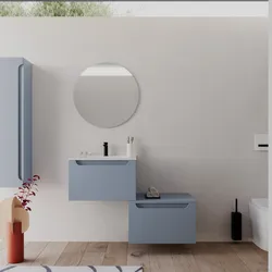 Mobile bagno sospeso 60 cm carta da zucchero con cassettone e lavabo integrato con specchio - Sleek