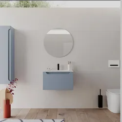 Mobile bagno sospeso 60 cm carta da zucchero con lavabo integrato e specchio - Sleek