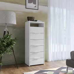 Cassettiera 51x134h cm con 6 cassetti soft close bianco lucido - Maika