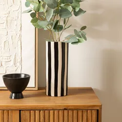 Vaso da interno 30h cm in ceramica bianco e nero