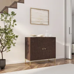 Mobile contenitore 85x80h cm in legno di mango cannettato e metallo con 2 ante - Lysandra