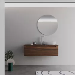 Mobile bagno sospeso 120 cm rovere deciso dx con top e specchio - Sleek