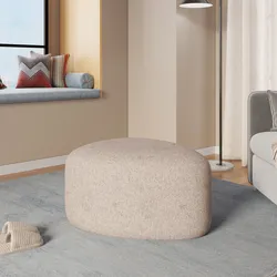Pouf a goccia 60x33h cm in tessuto effetto maglia beige - Graziana