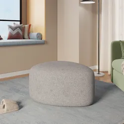 Pouf a goccia 60x33h cm in tessuto effetto maglia grigio ghiaccio - Graziana