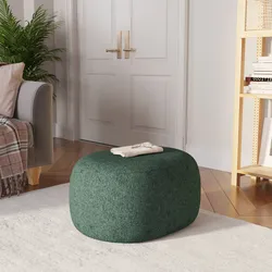 Pouf ovale 60x33h cm in tessuto effetto maglia verde - Graziana