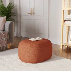 Pouf ovale 60x33h cm in tessuto effetto maglia ruggine - Graziana