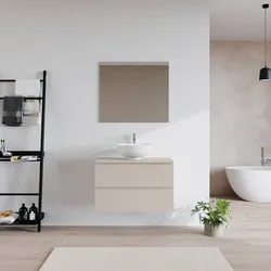 Mobile bagno portalavabo sospeso 70 cm due cassetti tortora colorado con specchio - Tambo
