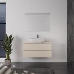 Mobile bagno portalavabo sospeso 100 cm due cassetti tortora colorado con specchio - Tambo