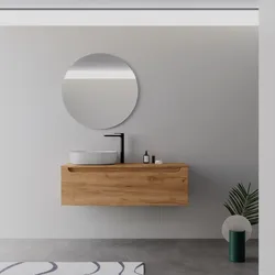 Mobile bagno sospeso 120 cm rovere gold sx con top e specchio - Sleek