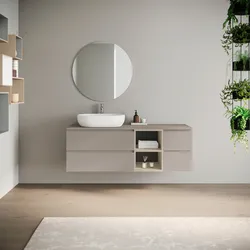 Mobile bagno portalavabo sospeso 140 cm due cassetti con vano tortora colorado e modulo grigio arizona - Tambo