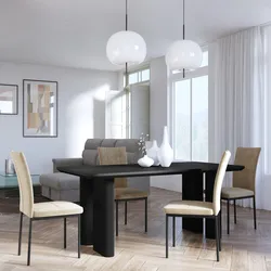 Tavolo 180x90 cm nero con top effetto legno e gambe cannettate - Solomon