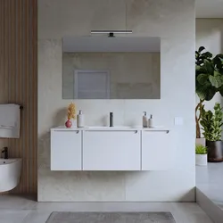Mobile bagno sospeso 120 cm bianco opaco con lavabo e specchio - Koda