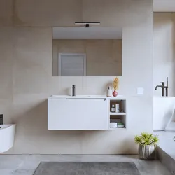 Mobile bagno sospeso 100 cm bianco opaco con lavabo e  specchio - Koda Pop