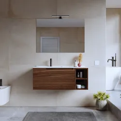 Mobile bagno sospeso 100 cm rovere deciso con lavabo e  specchio - Koda Pop