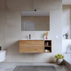 Mobile bagno sospeso 100 cm rovere gold con lavabo e  specchio - Koda Pop