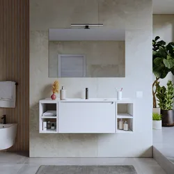 Mobile bagno sospeso 120 cm bianco opaco con lavabo e specchio - Koda Pop