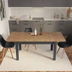 Tavolo allungabile 140-190x80 cm antracite con top effetto parquet chiaro - Amigo