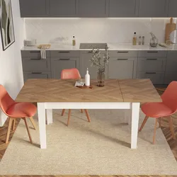 Tavolo allungabile 140-190x80 cm bianco con top effetto parquet chiaro - Amigo