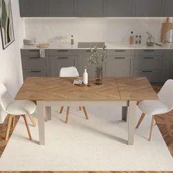 Tavolo allungabile 140-190x80 cm tortora con top effetto parquet chiaro - Amigo