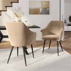 Set 2 sedie in velluto beige - Miriam