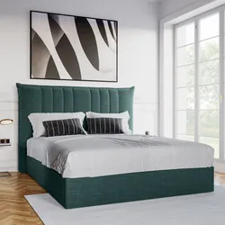 Letto matrimoniale contenitore 160x190 cm tessuto effetto maglia petrolio - Aldrich