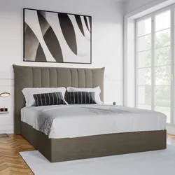 Letto matrimoniale contenitore 160x190 cm tessuto effetto maglia tortora scuro - Aldrich