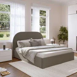 Letto matrimoniale contenitore 160x190 cm tessuto effetto maglia tortora scuro - Evander