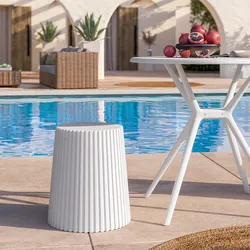 Sgabello basso da giardino rotondo 39 cm in polipropilene bianco - Xilo